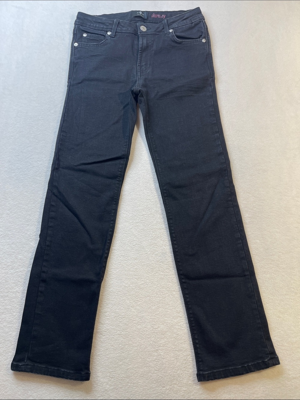 7 For All Mankind GIRLS SIZE 10  Black Straight-Leg Jeans
